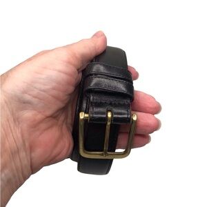 Coach Mens 34 Classic Black Leather Belt with Brass Buckle 1 1/2 inch wide